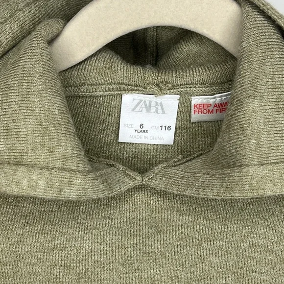 Zara Kids- Pistachio Green, Hooded Sweater - Picture 4 of 8